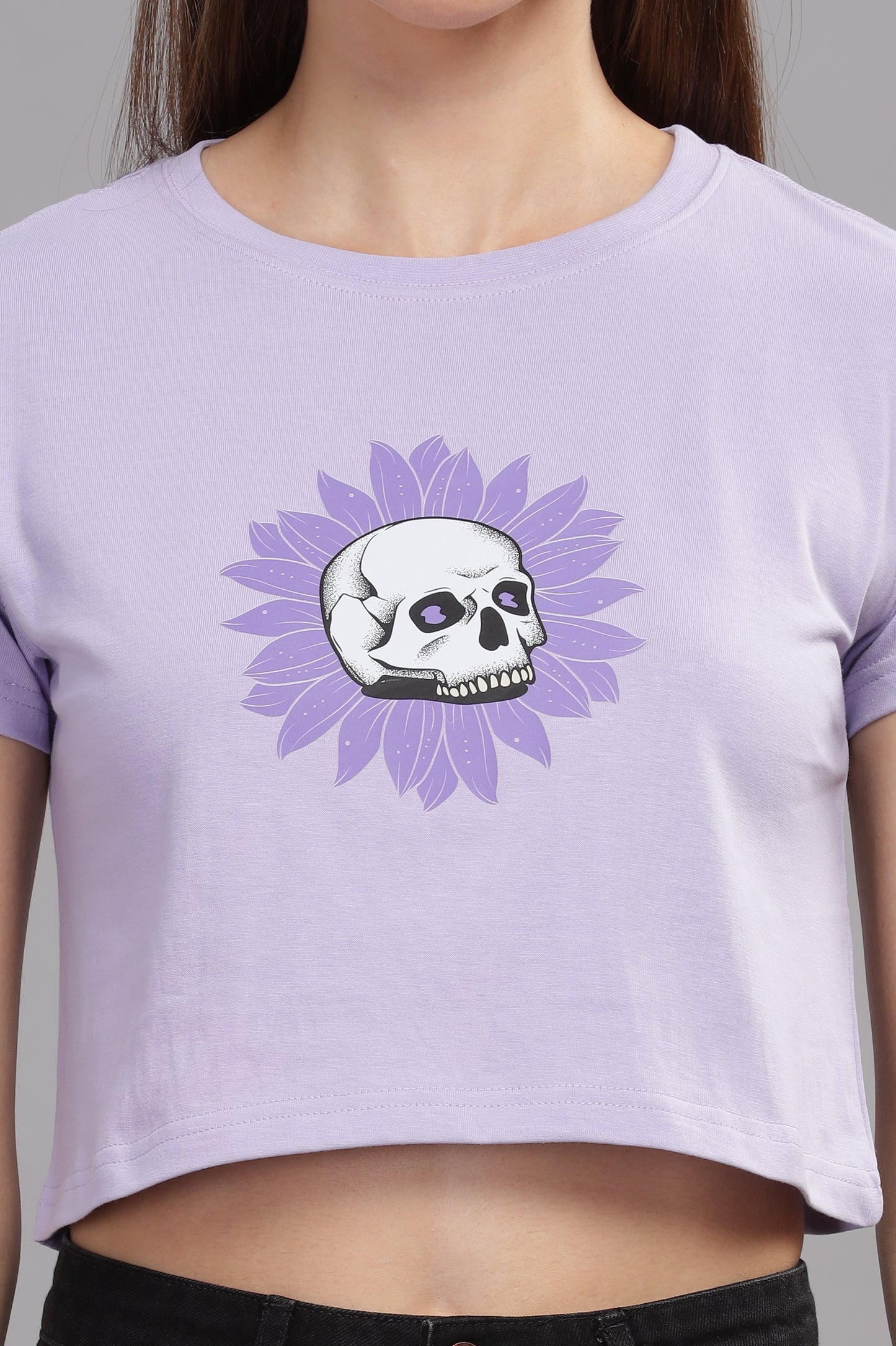 Lavender Crop top/ Skull