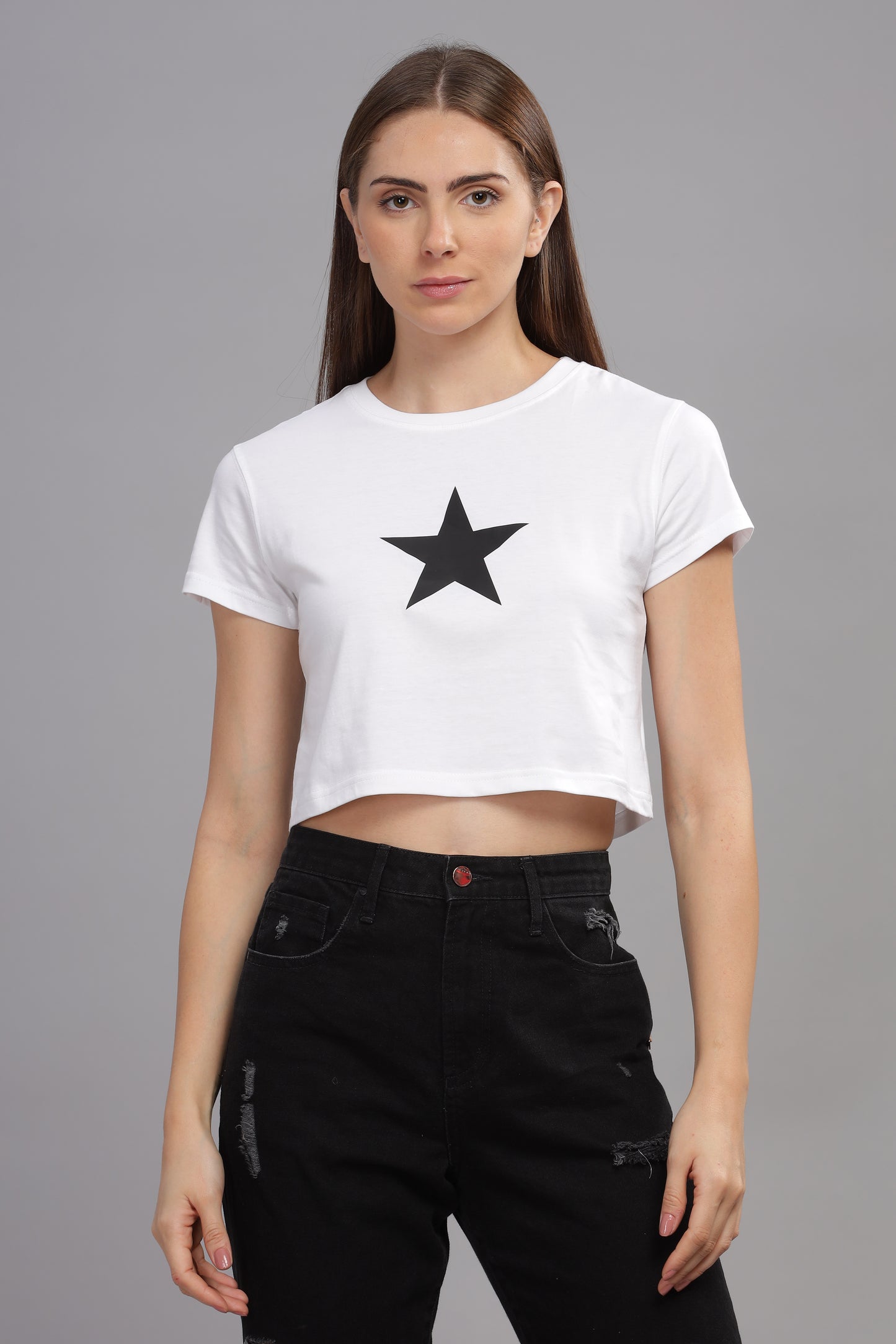 White Crop top/ Star