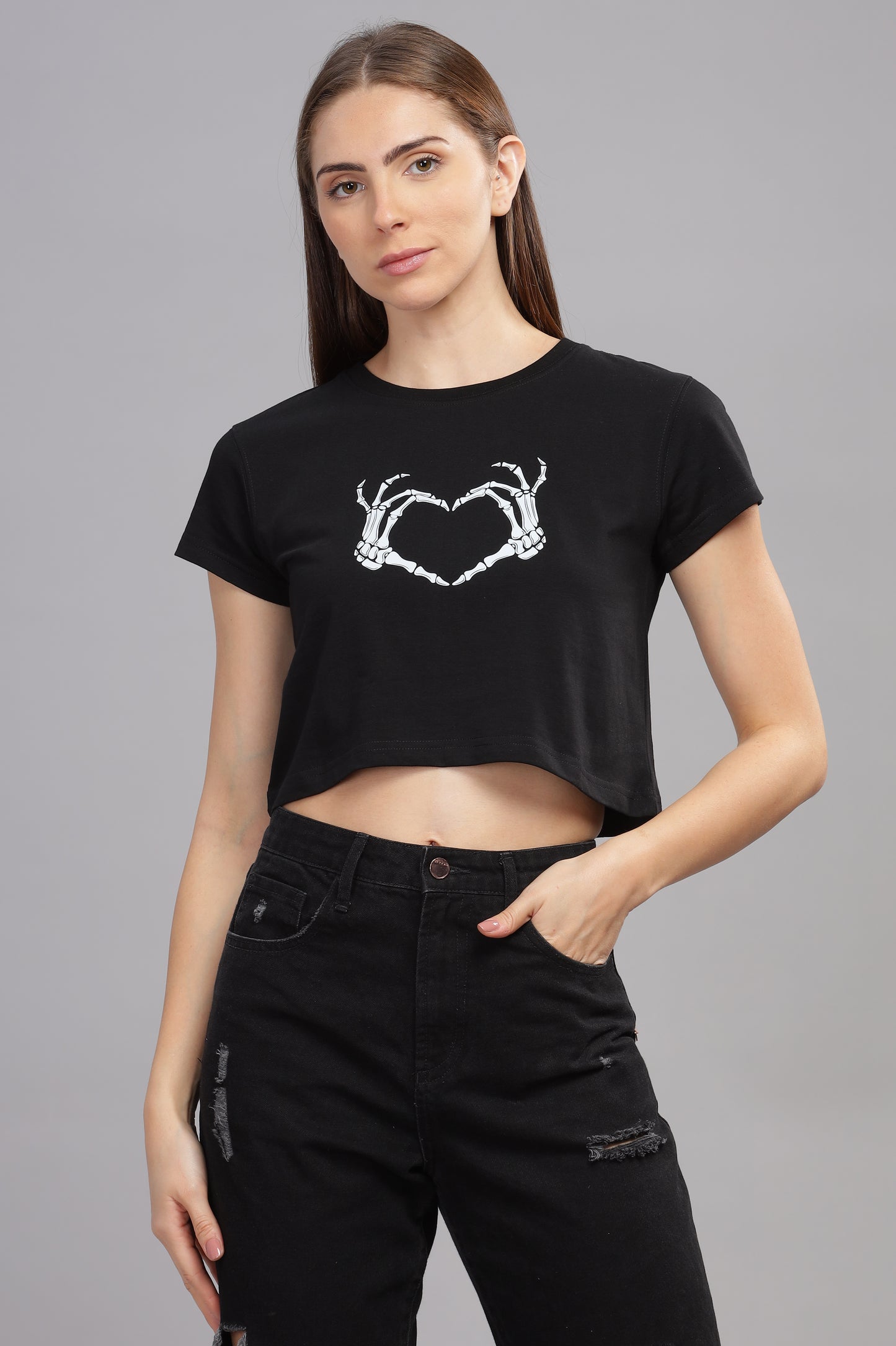 Black Crop top/ Heart