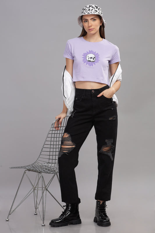 Lavender Crop top/ Skull