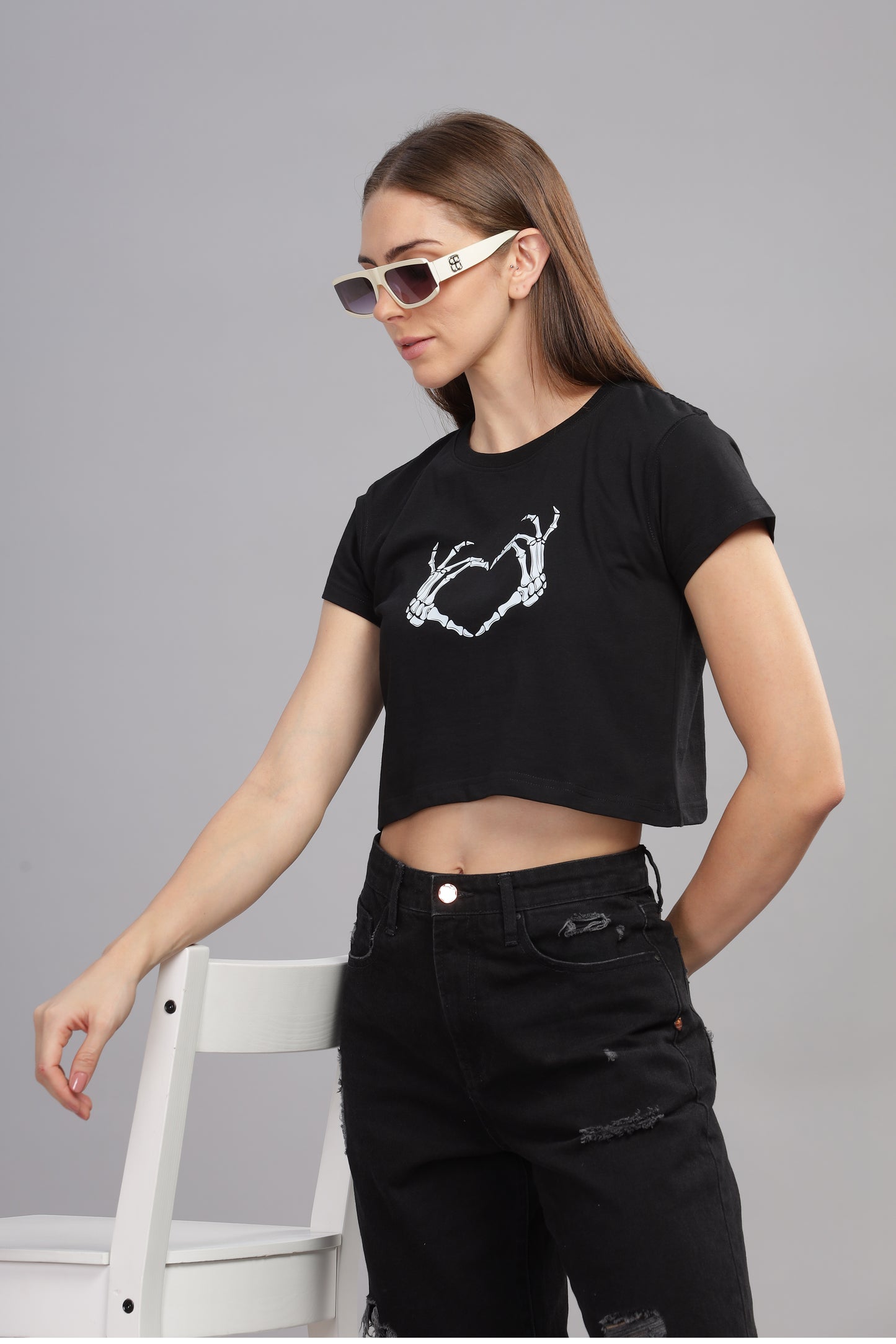 Black Crop top/ Heart